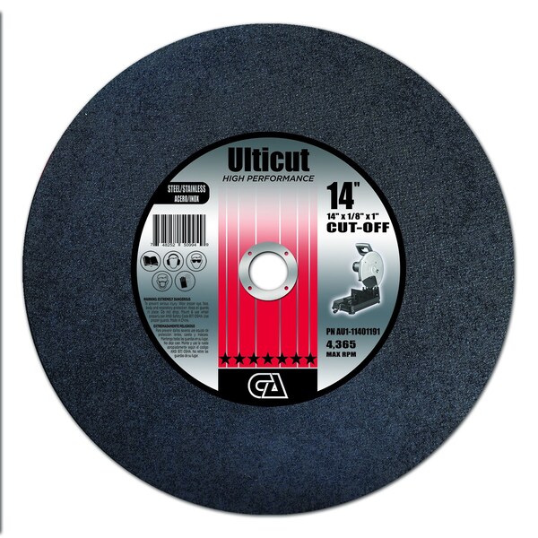 Continental Abrasives 14" x 1/8" x 1" Ulticut Stationary Saw or Portable Electric Double Reinforced Abrasive Blade AU1-11401191 - main